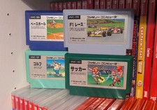 Lot of 4 Nintendo Famicom Sports Games - Baseball, F1 Race, Golf, Soccer