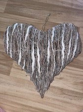 Big Pretty Heart Decoration Made Of Twigs,Faux Snow & Sequins