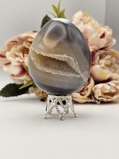Druzy Orca agate Egg On Stand