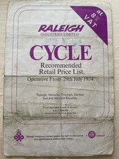 Raleigh Dealer 1974 Retail