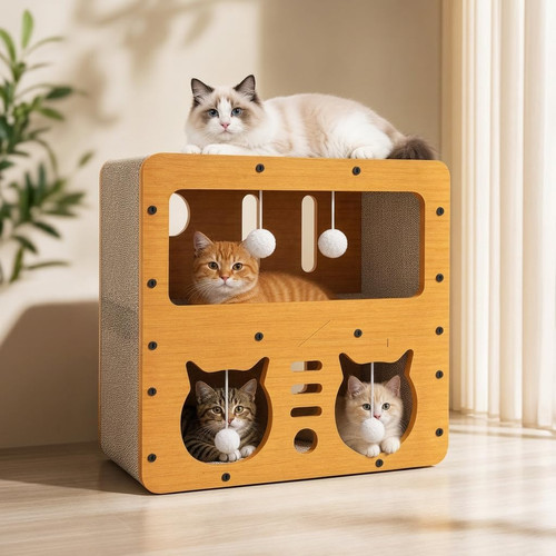 Floor cardboard cat - floor, house