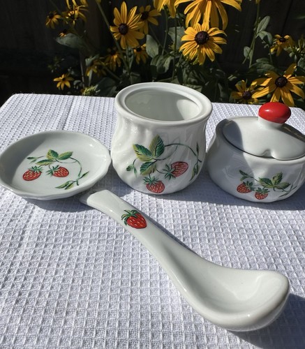 Vintage strawberry jam pot - vintage,