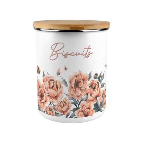 Peach peonies biscuit storage - biscuit,