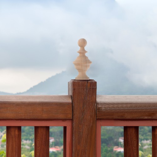 Hand carved wooden post - wooden,