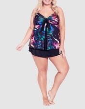 Avenue by City Chic Ladies Skirtini Flare Swimwear size X 16 Colour Black