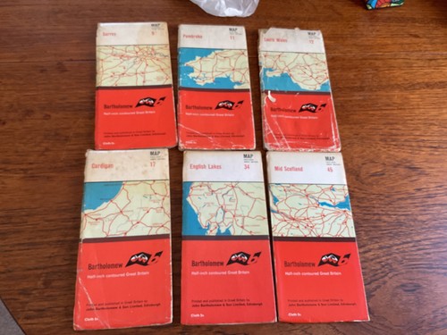 Six vintage bartholomew maps - ,