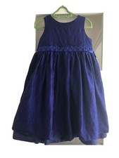 Tigerlily (Debenhams) Royal Blue Silk Girls Bridesmaid Dress With Roses 4 Party
