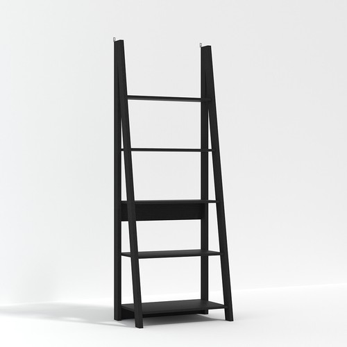 Tiva black ladder bookcase - black,