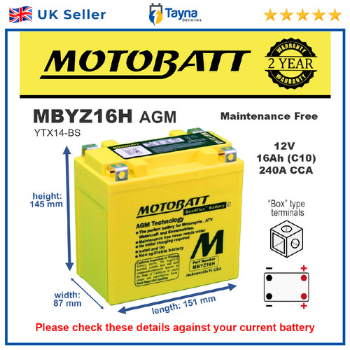 Mbyz16h motobatt quadflex - motobatt, agm