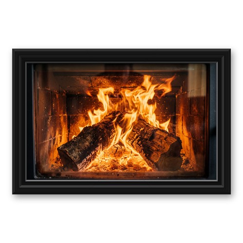 Log burner wall sticker fake - log,