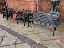 Cast Iron Garden Bench & 2 Arm Chairs