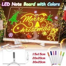 LED Note Board with Colors Acrylic Dry Erase Board with 7 Pens Kids Xmas Gift