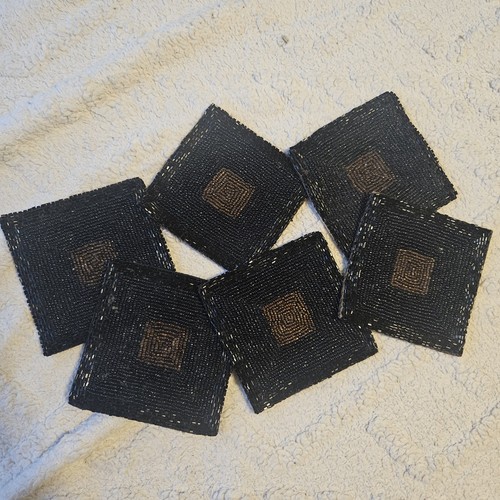 Beaded coasters set - set, black