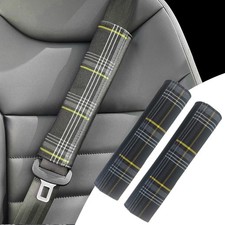 2pc Yellow Tartan Fabric Car