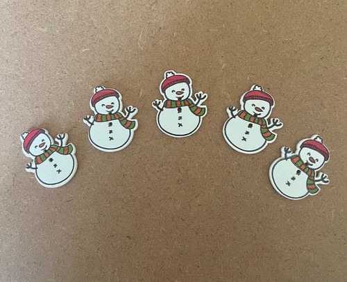 Wooden snowman buttons - snowman,