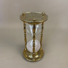 Vintage Brass Hourglass Sand Timer Engraved Mid Century Decorative Ornament