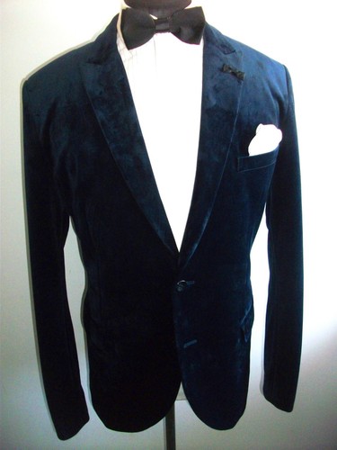 Navy blue velvet suit tuxedo - blue,