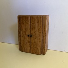 Vintage Small Wooden Dolls House Wardrobe / Cupboard