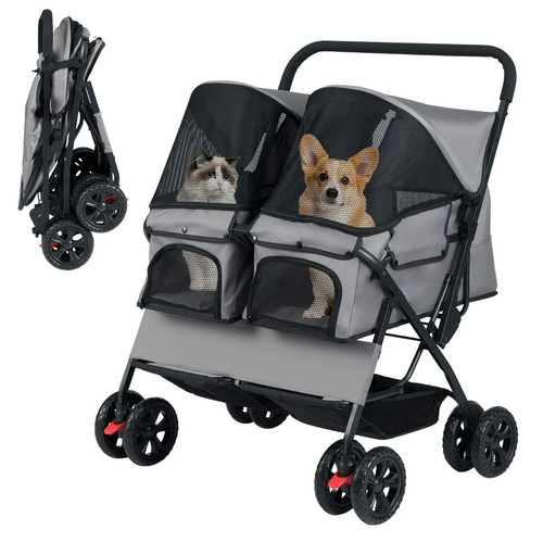 Double pet stroller foldable - stroller,
