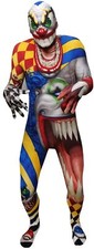 Adult Scary Clown Morphsuit Men`s Halloween Monster Fancy Dress Costume M - XXL