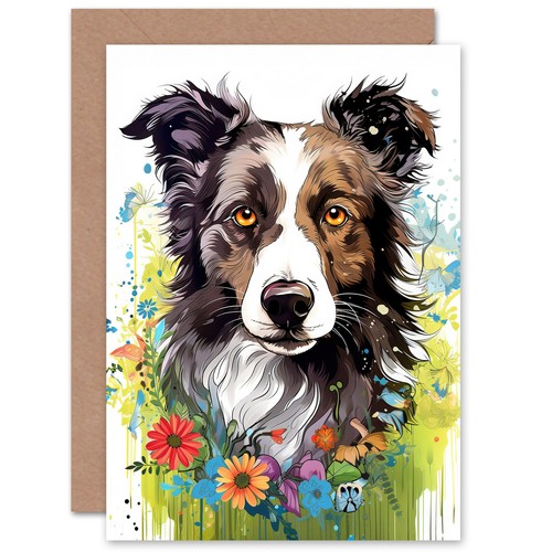 Border collie dog lover - collie, floral