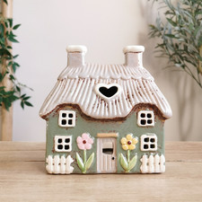 Green Thatched Cottage Ceramic