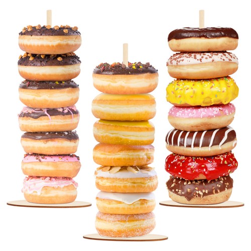 3pcs wood donut - display, stand