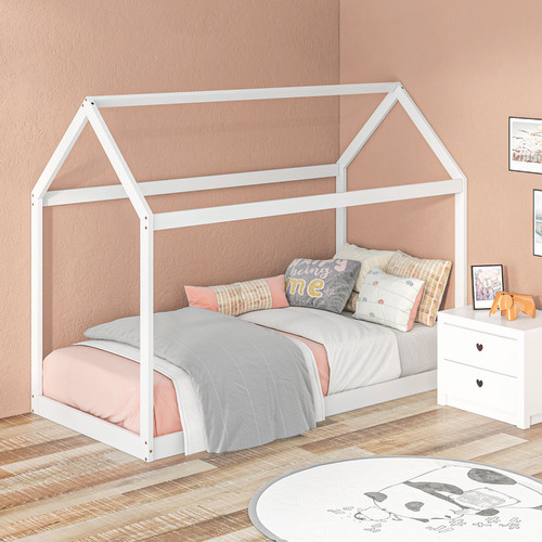 Wooden house bed frame single - wooden,
