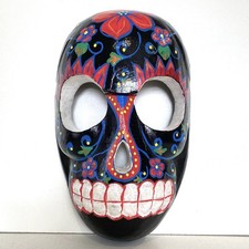 Wooden Mask Sugar Skull Carved