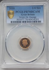 2010 ELIZABETH 11 GOLD QUARTER SOVEREIGN PCGS PR70DCAM