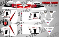 suzuki lt50 quad graphics stickers decals name & number lt 50 mx laminate white