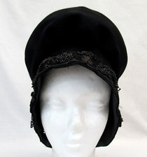 Antique Beaded felt Bonnet