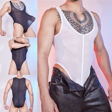 Mens See Through Striped