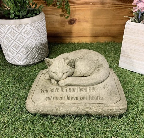 Stone garden memorial - cat, with