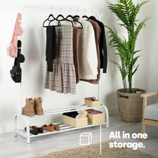 Heavy Duty Clothes Rail Rack Garment Hanging Display Stand Shoe Storage Shelves 