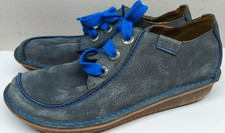 Clarks Funny Dream crepe soles  blue nubuck suede & blue laces shoes size 4 NEW