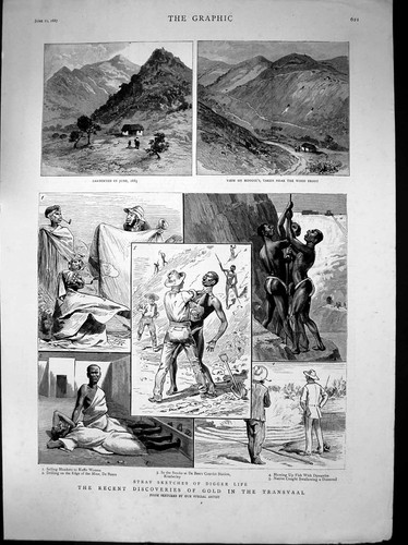 Original old antique print - old,