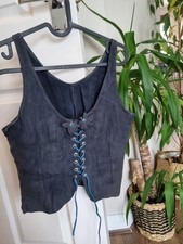 Vintage Handmaid Blue Genuine Suede Corset Size S