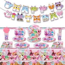 Squishmallows Balloon Banner Plates Party Decoration Birthday Tableware Supplies
