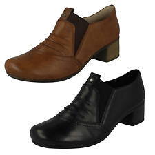 Ladies Rieker Leather Slip On Smart Heeled Trouser Shoes 41657