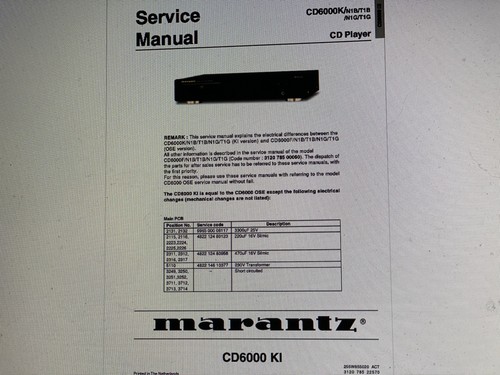 Marantz cd6000 service - marantz,