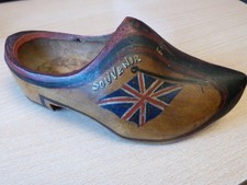 Pair Wooden Clogs Souvenir from Belgium Flag Union Jack War Memorabilia