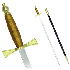 Masonic Sword Brown Gold Hilt & Black Scabbard Masonic Freemason Regalia+Case
