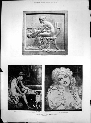 Antique old print mirror - print,