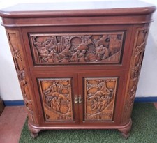 Carved wooden Chinese drinks / cocktail cabinet / mini bar