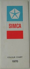 Simca Original UK Colour Chart  1970 1000 1100 1200S 1301 1501