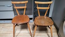 A Pair Of ERCOL green Dot Adult Size (two bar back) Stacking Chairs 50's-60's