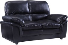Monza Black Leather Aire 2 Seater Sofa – Deep Cushions, Soft Touch Comfort