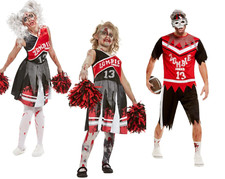 Girls Zombie Cheerleader Costume Fancy Dress Halloween American Footballer Mens