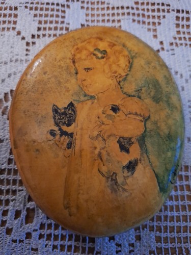 Vintage handpainted stone - vintage,